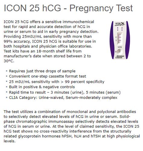 icon 25 hcg pregnancy test package insert|icon 25 hcg for sale.